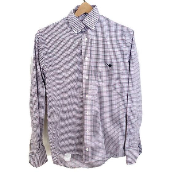 Palmetto‎ Moon Button Down Shirt Blue Plaid Men's Size Small - Picture 1 of 10